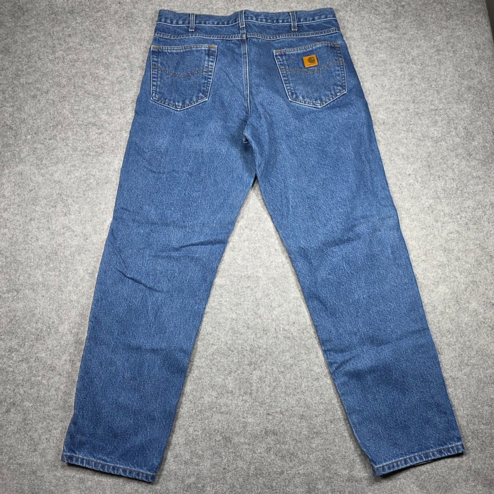 Carhartt Jeans Mens 36x32 Blue Relaxed Fit B17 DST Dark Wash - Picture 7 of 10